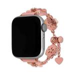 For Apple Watch 46mm / 49mm / 45mm / 44mm Four Leaf Clover Chain Alloy Watch Band(Rose Gold+Rose Gold Four Leaf Clover)