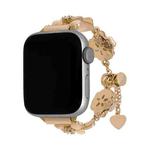 For Apple Watch 42mm / 41mm / 40mm / 38mm Four Leaf Clover Chain Alloy Watch Band(Gold+Gold Four Leaf Clover)