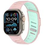 For Apple Watch 46mm / 49mm / 45mm / 44mm Oblique Buckle Breathable Two-Color Silicone Watch Band(Oxford Pink Misty Mint)