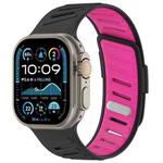 For Apple Watch 46mm / 49mm / 45mm / 44mm Oblique Buckle Breathable Two-Color Silicone Watch Band(Black Barbie Pink)