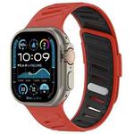 For Apple Watch 46mm / 49mm / 45mm / 44mm Oblique Buckle Breathable Two-Color Silicone Watch Band(Red Black)