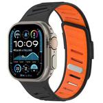 For Apple Watch 46mm / 49mm / 45mm / 44mm Oblique Buckle Breathable Two-Color Silicone Watch Band(Black Orange)