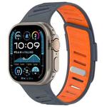 For Apple Watch 46mm / 49mm / 45mm / 44mm Oblique Buckle Breathable Two-Color Silicone Watch Band(Gray Orange)