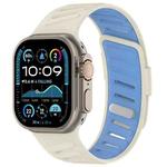 For Apple Watch 46mm / 49mm / 45mm / 44mm Oblique Buckle Breathable Two-Color Silicone Watch Band(Antique White Misty Blue)