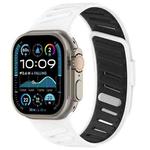 For Apple Watch 46mm / 49mm / 45mm / 44mm Oblique Buckle Breathable Two-Color Silicone Watch Band(White Black)