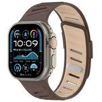 For Apple Watch 46mm / 49mm / 45mm / 44mm Oblique Buckle Breathable Two-Color Silicone Watch Band(Milk Tea Chocolate)