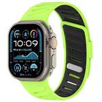 For Apple Watch 46mm / 49mm / 45mm / 44mm Oblique Buckle Breathable Two-Color Silicone Watch Band(Fluorescent Green Black)