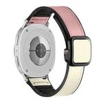 For Samsung Galaxy Watch8 / Watch8 Classic Square Magnetic Buckle Leather Skin Silicone Watch Band(Pink White)