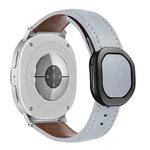 For Samsung Galaxy Watch8 / Watch8 Classic Magnetic Fold Genuine Buckle Leather Watch Band(Light Gray)