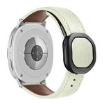 For Samsung Galaxy Watch8 / Watch8 Classic Magnetic Fold Genuine Buckle Leather Watch Band(Beige)