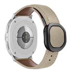 For Samsung Galaxy Watch8 / Watch8 Classic Magnetic Fold Genuine Buckle Leather Watch Band(Apricot)
