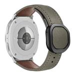 For Samsung Galaxy Watch8 / Watch8 Classic Magnetic Fold Genuine Buckle Leather Watch Band(Grey Brown)