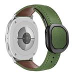 For Samsung Galaxy Watch8 / Watch8 Classic Magnetic Fold Genuine Buckle Leather Watch Band(Army Green)