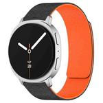 For Samsung Galaxy Watch8 / Watch8 Classic Cloud Wood Grain Magnetic Silicone Watch Band(Black Orange)