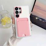 For Samsung Galaxy S24 Ultra 5G Leather Texture Card Bag Shockproof Phone Case(Pink)