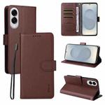 For Samsung Galaxy S25 Edge 5G ENKAY RFID Blocking Wallet Kickstand Litchi Texture Leather Phone Case(Brown)