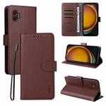 For Samsung Galaxy Xcover7 Pro ENKAY RFID Blocking Wallet Kickstand Litchi Texture Leather Phone Case(Brown)