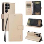 For Samsung Galaxy S24 Ultra 5G ENKAY RFID Blocking Wallet Kickstand Litchi Texture Leather Phone Case(Beige)