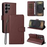 For Samsung Galaxy S24 Ultra 5G ENKAY RFID Blocking Wallet Kickstand Litchi Texture Leather Phone Case(Brown)