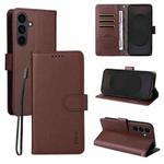 For Samsung Galaxy S25 / S24 5G ENKAY RFID Blocking Wallet Kickstand Litchi Texture Leather Phone Case(Brown)