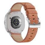 For Samsung Galaxy Watch8 / Watch8 Classic Round Tail Square Buckle Leather Watch Band(Brown)