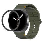 For Samsung Galaxy Watch8 44mm Rhombic Texture Bezel and Wavy Grain Stitched Color Buckle Silicone Watch Band(Army Green Black)