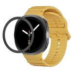 For Samsung Galaxy Watch8 44mm Rhombic Texture Bezel and Wavy Grain Stitched Color Buckle Silicone Watch Band(Yellow Black)