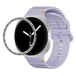 For Samsung Galaxy Watch8 44mm Speed Bezel and Wavy Grain Stitched Color Buckle Silicone Watch Band(Purple Silver)