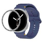 For Samsung Galaxy Watch8 44mm Speed Bezel and Wavy Grain Stitched Color Buckle Silicone Watch Band(Midnight Blue Silver)