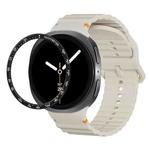 For Samsung Galaxy Watch8 44mm Speed Bezel and Wavy Grain Stitched Color Buckle Silicone Watch Band(Beige Black)