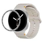 For Samsung Galaxy Watch8 40mm Speed Bezel and Wavy Grain Stitched Color Buckle Silicone Watch Band(Starlight Silver)