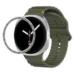 For Samsung Galaxy Watch8 40mm Speed Bezel and Wavy Grain Stitched Color Buckle Silicone Watch Band(Army Green Silver)