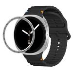 For Samsung Galaxy Watch8 40mm Speed Bezel and Wavy Grain Stitched Color Buckle Silicone Watch Band(Black Silver)