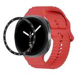 For Samsung Galaxy Watch8 40mm Speed Bezel and Wavy Grain Stitched Color Buckle Silicone Watch Band(Red Black)