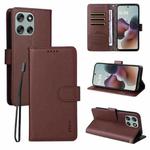 For Motorola Moto G86 / G86 Power ENKAY RFID Blocking Wallet Kickstand Litchi Texture Leather Phone Case(Brown)