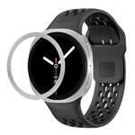 For Samsung Galaxy Watch8 44mm Rhombic Texture Bezel and Black Reverse Buckle Silicone Watch Band(Black Silver)