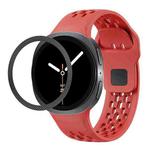 For Samsung Galaxy Watch8 44mm Rhombic Texture Bezel and Black Reverse Buckle Silicone Watch Band(Red Black)