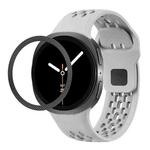 For Samsung Galaxy Watch8 44mm Rhombic Texture Bezel and Black Reverse Buckle Silicone Watch Band(Gray Black)