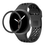 For Samsung Galaxy Watch8 40mm Rhombic Texture Bezel and Black Reverse Buckle Silicone Watch Band(Black Black)