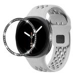 For Samsung Galaxy Watch8 44mm Diamond Bezel and Black Reverse Buckle Silicone Watch Band(Gray Black)