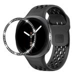 For Samsung Galaxy Watch8 40mm Diamond Bezel and Black Reverse Buckle Silicone Watch Band(Black Black)