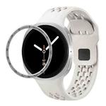 For Samsung Galaxy Watch8 40mm Speed Bezel and Black Reverse Buckle Silicone Watch Band(Beige Silver)