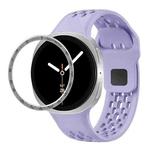 For Samsung Galaxy Watch8 40mm Speed Bezel and Black Reverse Buckle Silicone Watch Band(Purple Silver)