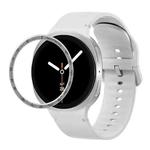 For Samsung Galaxy Watch8 44mm Speed Bezel and Solid Color Stitched Silicone Watch Band(Lime White Silver)