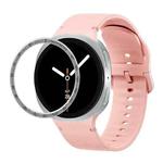 For Samsung Galaxy Watch8 44mm Speed Bezel and Solid Color Stitched Silicone Watch Band(Pink Silver)