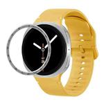 For Samsung Galaxy Watch8 44mm Speed Bezel and Solid Color Stitched Silicone Watch Band(Official Yellow Silver)