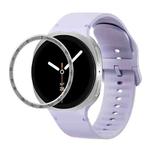 For Samsung Galaxy Watch8 44mm Speed Bezel and Solid Color Stitched Silicone Watch Band(Official Purple Silver)