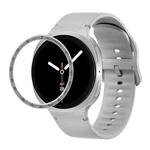 For Samsung Galaxy Watch8 44mm Speed Bezel and Solid Color Stitched Silicone Watch Band(Gray Silver)