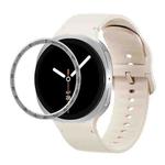 For Samsung Galaxy Watch8 40mm Speed Bezel and Solid Color Stitched Silicone Watch Band(Starlight Silver)