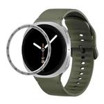 For Samsung Galaxy Watch8 40mm Speed Bezel and Solid Color Stitched Silicone Watch Band(Army Green Silver)